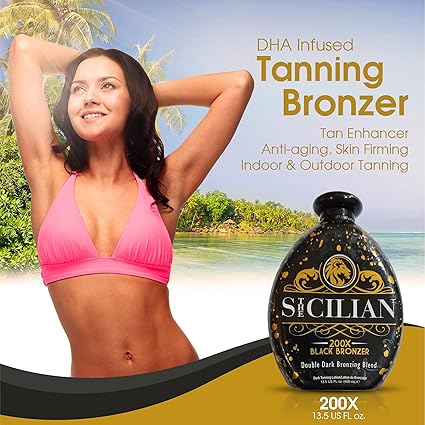 The Sicilian 200X Dark Black Bronzer Tanning Lotion - BEST for Glowing Skin - Gradual Bronzing & Sunless Self Tanner Lotion - Luxurious Sunless Body Tanning Lotion Nourishes Skin - Image 3