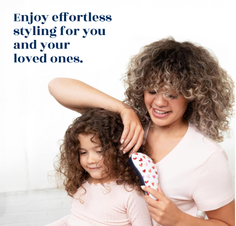 Crave Naturals Glide Thru Detangling Hair Brush for Adults and Kids - Detangler Hairbrush for Curly or Straight, Wet or Dry Hair - Gentle on Tangles Comb - Purple and Pink Hearts (Pack of 2) - Image 2