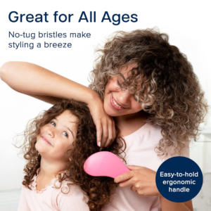 Crave Naturals Glide Thru Detangler Brush Pack of 2 - Curly Hair Brush for Women and Kids - Wet and Dry Comb for Adults - Soft Flexible Bristles for Gentle Use - Turquoise and Pink
