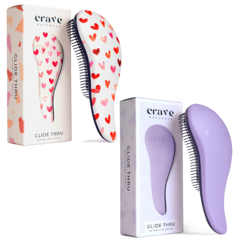 Crave Naturals Glide Thru Detangling Hair Brush for Adults and Kids - Detangler Hairbrush for Curly or Straight, Wet or Dry Hair - Gentle on Tangles Comb - Purple and Pink Hearts (Pack of 2) - Image 4