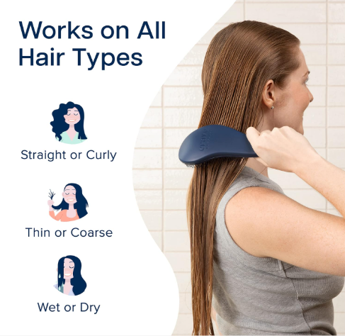 Crave Naturals Glide Thru Detangling Hair Brush for Adults and Kids - Detangler Hairbrush for Curly or Straight, Wet or Dry Hair - Gentle on Tangles Comb - Navy Blue and Blue Cheetah (Pack of 2) - Image 4