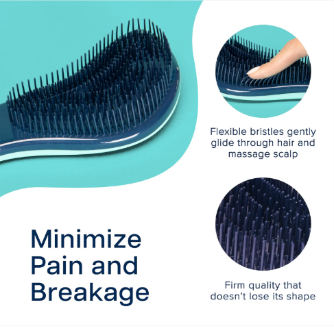 Thru Detangling Hair Brushes for Women - Detangler Brush for Curly or Straight, Wet or Dry Hair - Gentle on Tangles Comb - 7.5x3-Inch, Turquoise and Terrazzo (Pack of 2) - Image 2