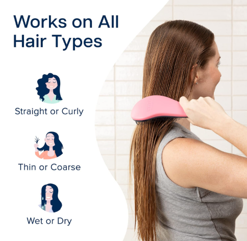 Thru Detangler Brush Pack of 2 - Curly Hair Brush for Women and Kids - Wet and Dry Comb for Adults - Soft Flexible Bristles for Gentle Use - Pink and Soft Hazy Swirl - Image 3