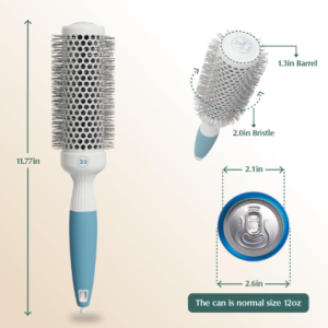 Professional Round Brush for Blow Drying - Small Ceramic Ionic Thermal Barrel Brush for Sleek, Precise Heat Styling and Salon Blowout