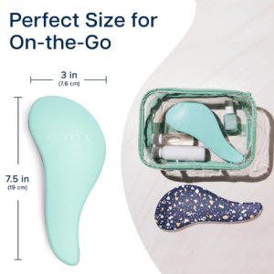 Crave Naturals Glide Thru Detangling Hair Brushes for Women - Detangler Brush for Curly or Straight, Wet or Dry Hair - Gentle on Tangles Comb - 7.5x3-Inch, Turquoise and Terrazzo (Pack of 2)