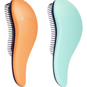 Crave Naturals Glide Thru Hair Brush - 2 Pack Detangler Brush for Curly, Straight, Wet or Dry Hair - Gentle Detangling Brushes for Adults, Kids, Toddlers, 7.5"x3" - Coral and Turquoise