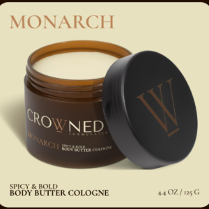 Crowned Skin Monarch Body Butter Cologne for Men | Spicy and Bold | As Seen On Shark Tank | Scented with White Musk & Cedarwood | Infused with Natural Shea & Mango Butters | All-Day Fragrance | 4.4oz