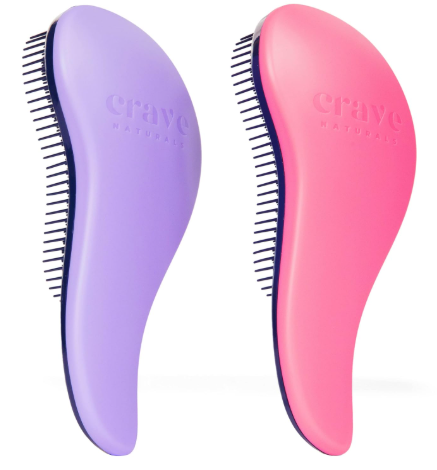 Thru Detangling Brush for Adults and Kids - Detangler Brush for Curly or Straight, Wet or Dry Hair - Gentle on Tangles Hair Comb - 7.5x3-Inch, Pink and Purple (Pack of 2) - Image 3