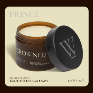 Crowned Skin Prince Body Butter Cologne for Men | Oceanic & Woody | As Seen On Shark Tank | Scented with White Musk & Bergamot | Infused with Natural Shea & Mango Butters | All-Day Fragrance | 4.4oz