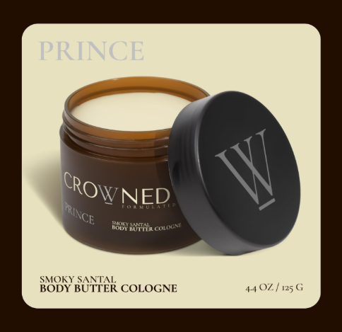 Crowned Skin Prince Body Butter Cologne for Men | Oceanic & Woody | As Seen On Shark Tank | Scented with White Musk & Bergamot | Infused with Natural Shea & Mango Butters | All-Day Fragrance | 4.4oz