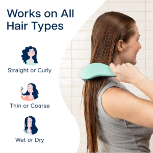 Crave Naturals Glide Thru Detangling Brush for Adults and Kids - Detangler Brush for Curly or Straight, Wet or Dry Hair - Gentle on Tangles Hair Comb - 7.5x3-Inch, Turquoise and Purple (Pack of 2)