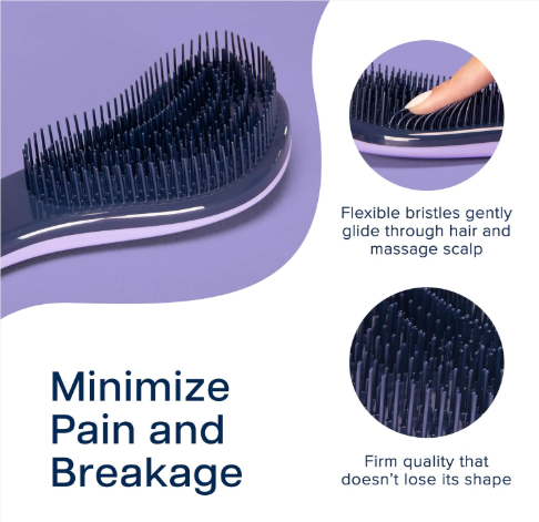 Crave Naturals Glide Thru Detangling Brush for Adults and Kids - Detangler Brush for Curly or Straight, Wet or Dry Hair - Gentle on Tangles Hair Comb - 7.5x3-Inch, Turquoise and Purple (Pack of 2) - Image 4