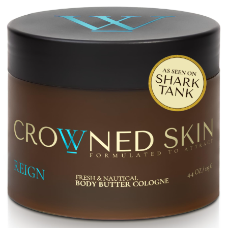 Crowned Skin Reign Body Butter Cologne for Men | Fresh & Nautical | As Seen On Shark Tank | Scented with Pink Pepper & Bergamot | Infused with Natural Shea & Mango Butters | All-Day Fragrance | 4.4oz