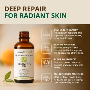 Vitamin E Oil - 100% Pure & Natural, 85,800 IU. Repair Dry, Damaged Skin from Surgery & Acne, Age Spots & Wrinkles. Boost Collagen for Moisturized, Youthful-looking Skin. d-alpha tocopherol, 2 Fl Oz Visit the RejuveNaturals Store