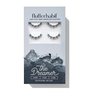 FlutterHabit The Dreamer prepTECH Classic 6 Pair Underlash Extensions, 7–14mm Wispy Lash Clusters, Under Lash Eyelashes for At Home Application, Medium Volume Doll Eye, Adhesive Required
