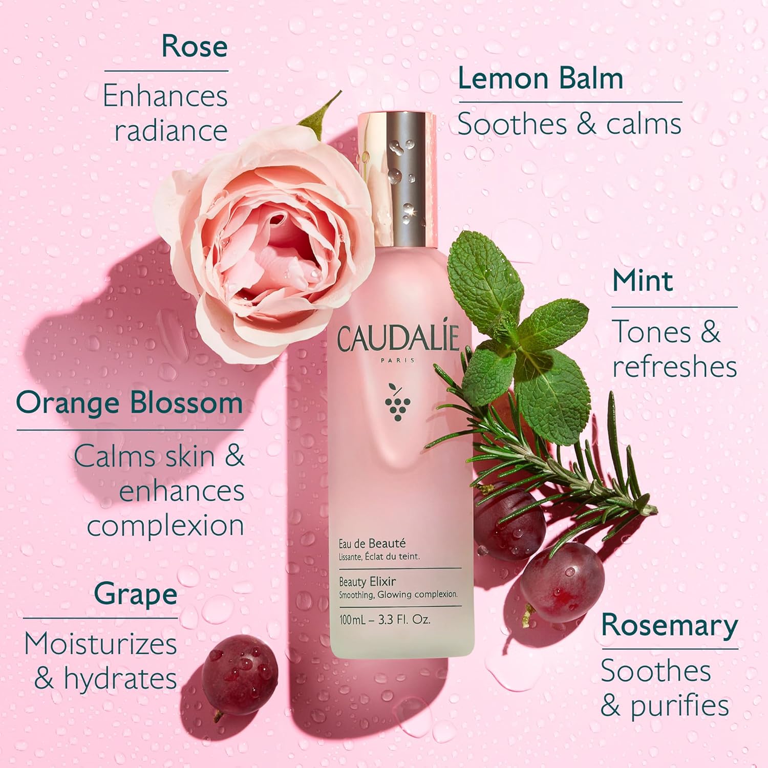 Caudalie Beauty Elixir Face Mist: Toner That Tightens Pores + Reduces Dullness + Sets Makeup - Image 2