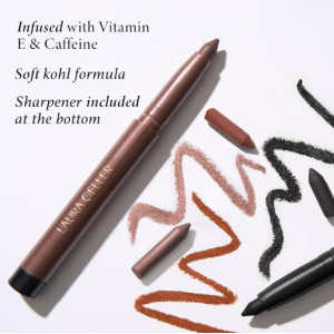 LAURA GELLER NEW YORK Kajal Longwear Kohl Eyeliner Pencil – Smoky Plum – Smooth, Blendable Application, Long-Wearing, Non-Creasing – Infused with Caffeine & Vitamin E – Built-In Sharpener