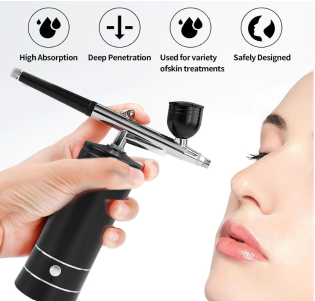 Airbrush Kit Air Brush Kit With Air Compressor Nail Charms Wireless Air Brush for Barber, Nail Art, Makeup, Model Painting (Black) - Image 2