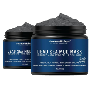 New York Biology Dead Sea Mud Mask for Face, Body | with Stem Cell and Collagen | Spa Quality Pore Refiner for Oily Skin | Natural Skincare for Women, Men | Tighten Skin | 4 oz (Pack of 2)
