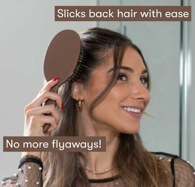 FRAMAR Soft Boar Bristle Hair Brush For Women – Boars Hair Brush For Women, Boar Brush For Fine Hair, Hairbrush For Fine Hair, Soft Bristle Brush For Slick Back, Volume and Shine - Chocolate - Image 3