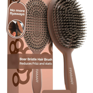FRAMAR Soft Boar Bristle Hair Brush For Women – Boars Hair Brush For Women, Boar Brush For Fine Hair, Hairbrush For Fine Hair, Soft Bristle Brush For Slick Back, Volume and Shine - Chocolate