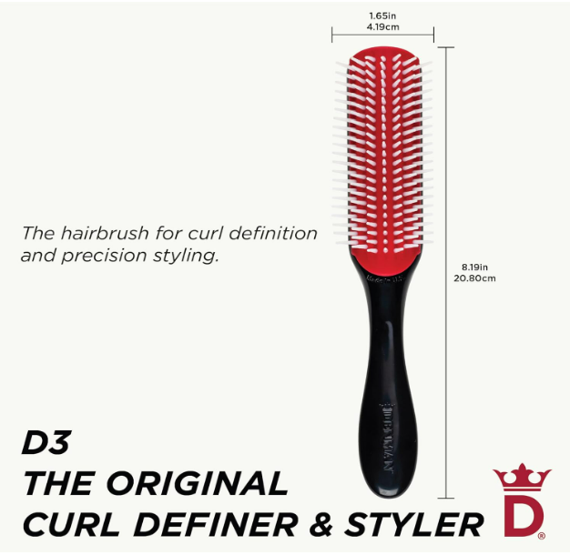 Denman D3 Original Curl Definer & Styler, Curly Hair Brush for Women & Men – 7 Row Detangling & Curl Defining Brush for Smooth Defined Curls - a precision Styling Brush for straight hair - Image 2