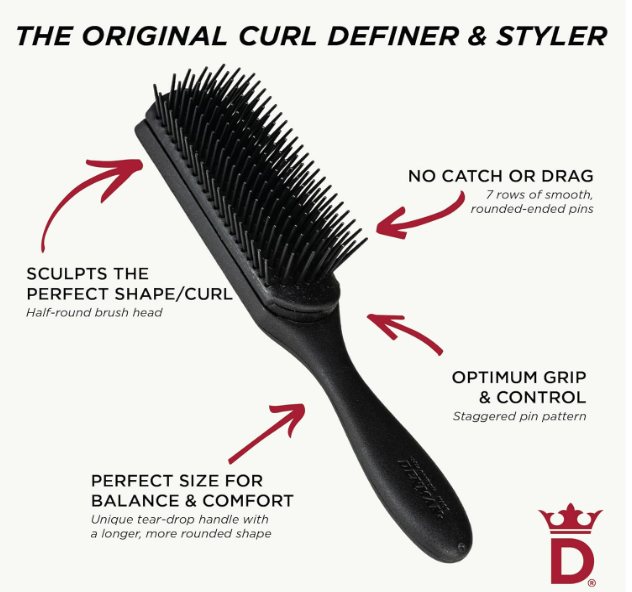 Denman D3 Original Curl Definer & Styler, Curly Hair Brush for Women & Men – 7 Row Detangling & Curl Defining Brush for Smooth Defined Curls - a precision Styling Brush for straight hair - Image 4