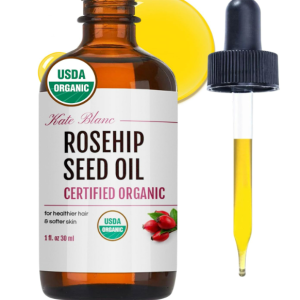 Kate Blanc Cosmetics Rosehip Seed Oil for Face, 100% Pure Organic | Cold Pressed Unrefined Rose Hip Facial Oil for Skin, Hair & Gua Sha Massage (1oz)