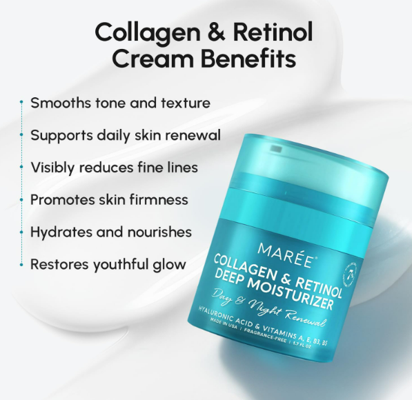 MAREE Face Moisturizer Retinol Cream for Face – Daily Wrinkle Cream for Women – Anti-Aging Face Cream – Facial Moisturizer with Collagen – Crema Hidratante Para la Cara for Skin Tightening - Image 4