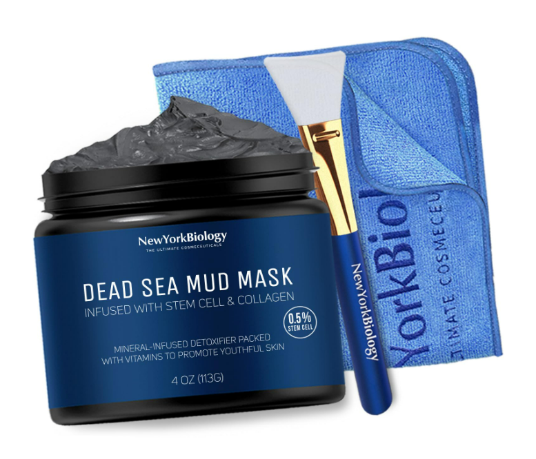 New York Biology Dead Sea Mud Mask for Face & Body | with Stem Cell and Collagen | Face Mask, Brush Applicator, Towel | Spa Quality Pore Refiner for Oily Skin | Natural Skincare for Women & Men | 4 oz - Image 4
