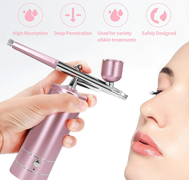 Airbrush Kit Air Brush Kit With Air Compressor Nail Charms Wireless Air Brush for Barber, Nail Art,Makeup, Model Painting (Pink) - Image 4