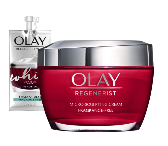 Olay Regenerist Micro-Sculpting Cream, Face Moisturizer, 1.7 oz + Whip Face Moisturizer Travel/Trial Size Bundle