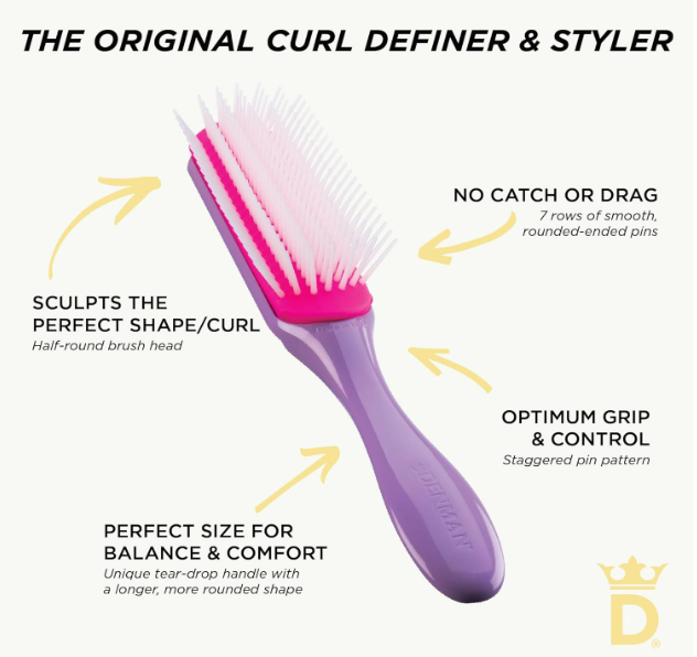 Denman D3 Original Curl Definer & Styler, Curly Hair Brush for Women & Men – 7 Row Detangling & Curl Defining Brush for Smooth Defined Curls - a precision Styling Brush for straight hair - Image 4