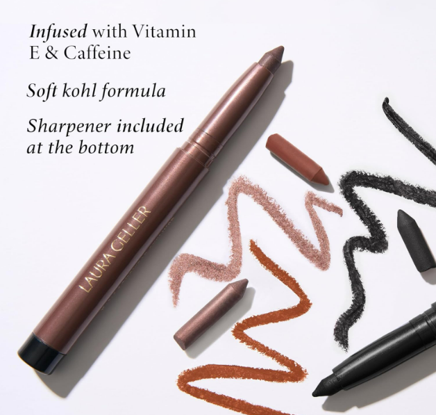 LAURA GELLER NEW YORK Kajal Longwear Kohl Eyeliner Pencil – Smoky Taupe – Smooth, Blendable Application, Long-Wearing, Non-Creasing – Infused with Caffeine & Vitamin E – Built-In Sharpener - Image 4