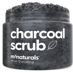 Exfoliating Charcoal Scrub with Collagen & Stem Cells – Salt Scrub for Body Toning, Cellulite, Armpit Detox, and Skin Smoothing for Face, Feet, and Body by M3