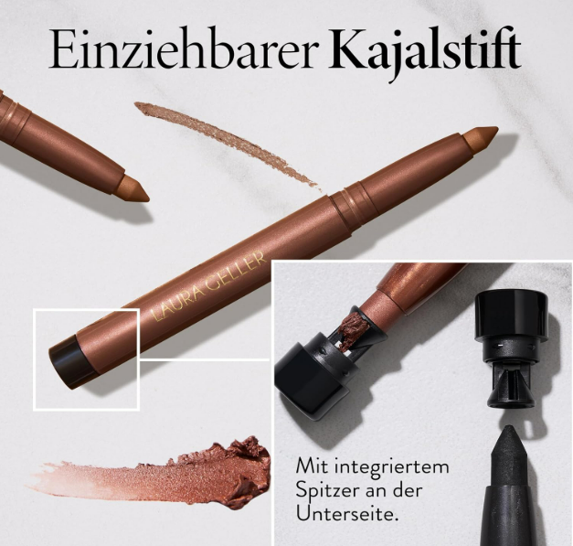 LAURA GELLER NEW YORK Kajal Longwear Kohl Eyeliner Pencil – Smoky Quartz – Smooth, Blendable Application, Long-Wearing, Non-Creasing – Infused with Caffeine & Vitamin E – Built-In Sharpener - Image 3