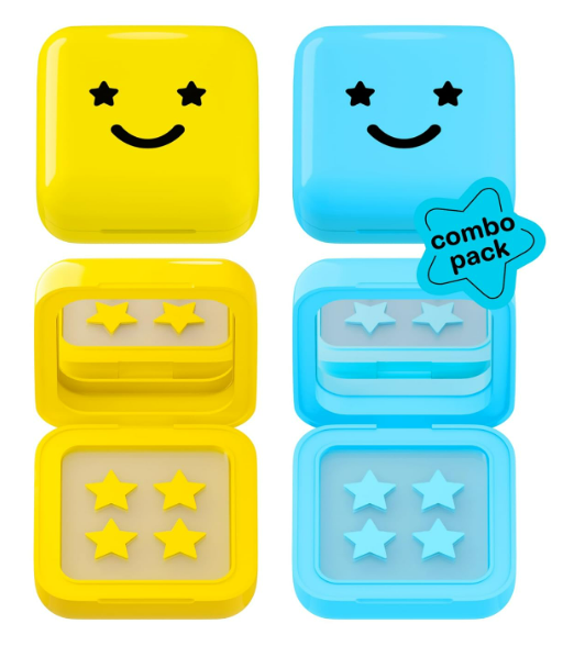 Starface Hydro-Star® Hydrocolloid Pimple Patches + Big Yellow Compact (32 ct) and Hydro-Star® Salicylic Acid Patches + Big Blue Compact (32 ct), 2-Pack, Shrink Spots, Absorb Fluid