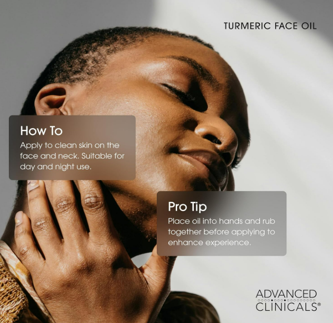 Advanced Clinicals Turmeric Oil Serum For Face | Facial Skin Care Serum With Jojoba + Coconut Oil To Improve Appearance Of Dark Spots & Uneven Skin Tone | Antioxidant Dry Skin Moisturizer, 2-Pack - Image 3