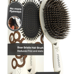 FRAMAR Soft Boar Bristle Hair Brush For Women – Boars Hair Brush For Women, Boar Brush For Fine Hair, Hairbrush For Fine Hair, Soft Bristle Brush For Slick Back, Volume and Shine - Espresso Martini