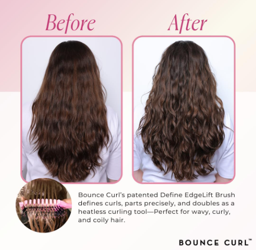 Bounce Curl Define EdgeLift Brush, 5-in-1 Tool for Effortlessly Defined Curls, Waves & Coils, Reduces Frizz - Cherry - Image 2