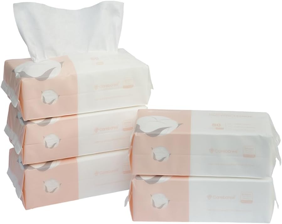 Careboree Extra Thick Dry Wipes, 100% Pure Cotton, 400 Count (5 Pack) | Lint-Free Makeup Remover Towels, Disposable Facial Cleansing Cloths, Baby Wipes for Sensitive Skin & Multipurpose Use