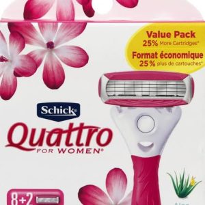 Schick Quattro Womens Ultra Smooth Razor Blade Refills for Women Value Pack, 10 Count