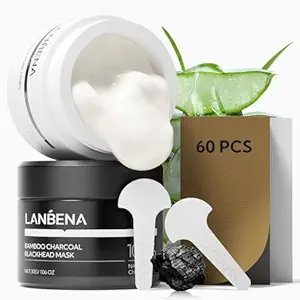 LANBENA 2 PCS Pore Strips, 2% BHA(Salicylic Acid) Nose Pore Strips 2.0 + Bamboo Charcoal Blackheads Remover Peel off Mask 3.0, Plants Pore Cleanser Purifying, added Amazonian White Clay, Oil Contro