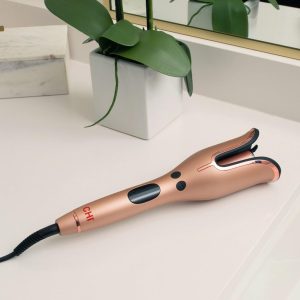 CHI Spin N Curl 1″ Ceramic Rotating Curling Iron, Adjustable Preset Heat Settings for All Hair Types, Salon-Quality Curls & Waves, Auto Shut-Off, Tangle Protection, Rose Gold