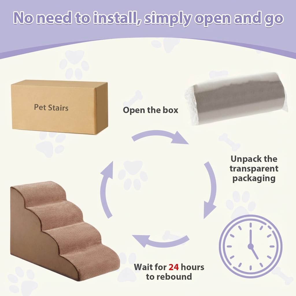LEXTRO Dog Stairs for Bed, 4-Steps Dog Ramp for Bed, Pet Stair with Highly Supportive Foam and Non-Slip Bottom, Pet Stairs for Large Dogs and Medium Dogs (High 19.7 Inch) - Image 2
