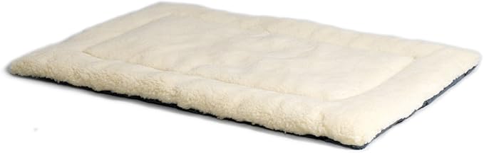 MidWest Homes for Pets QuietTime Reversible Paw Print Pet Bed, Soft Faux Fur & Fleece 48-Inch Crate Mat for Extra-Large Dogs, Machine Washable, Blue and Cream - Image 2