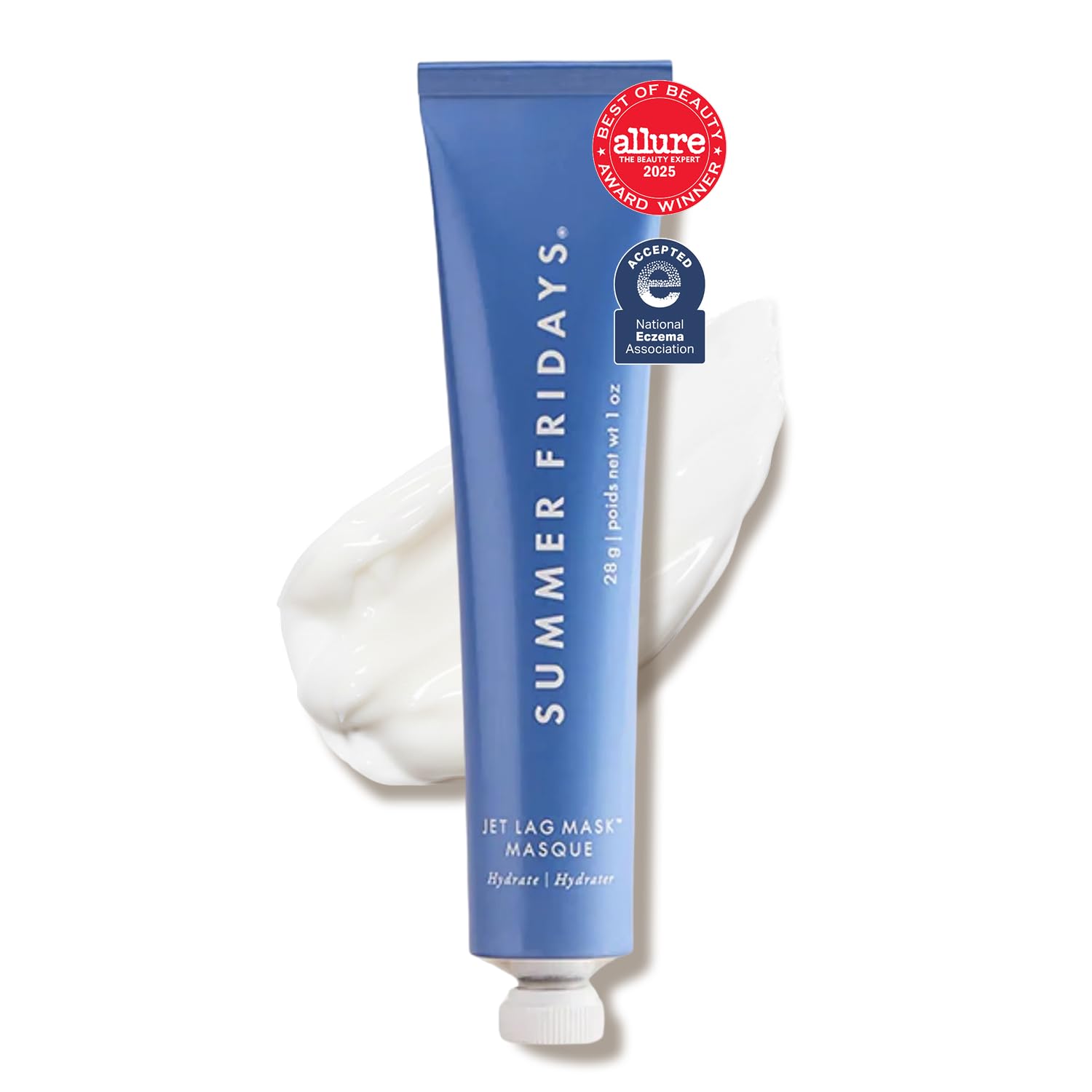 Summer Fridays Mini Jet Lag Mask - Hydrating Overnight Face Mask, Moisturizer + Eye Cream - Enriched with Hyaluronic Acid, Niacinamide, + Antioxidants - Multitasking Travel Size Skin Care (1 Oz)