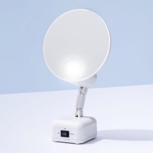 Floxite FL-615-2 15X magnifying mirror with light, Lighted travel makeup mirror with light and magnification, Round, LED, Tabletop, Portable vanity mirror for desk bathroom, electric plug in, personal