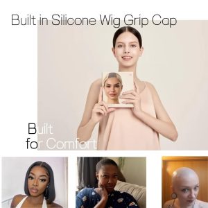 Built in silicone Wig Cap with Grip Band for Keeping Wigs in Place, More Full Cap-wide Transparent Lace for Lace Front Wigs (Nude, S)