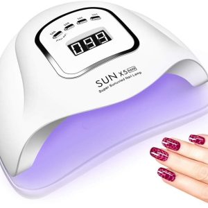 UV LED Nail Lamp 150W, Professional Nail Dryer Gel Polish Light, UV Nail Light with 4 Timer Setting, Nail Polish Curing Gel LED Dryer, Professional Nail Art Tools with Automatic Sensor (X5)
